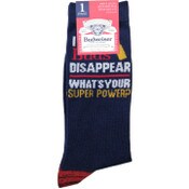 Wholesale - 1pr BUDWEISER NAVY/RED MEN CREW SOCKS SIZE 10-13 C/P 60, UPC: 194382048153